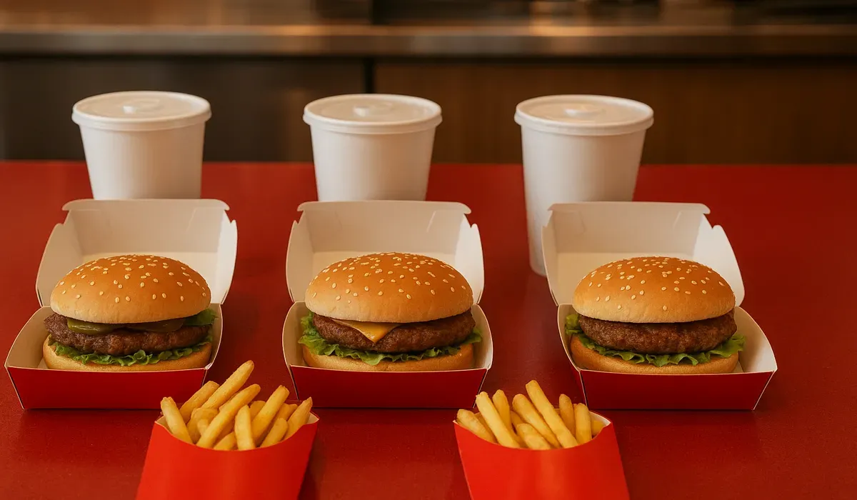 Combo meal showcasing American food culture’s standardisation in India.