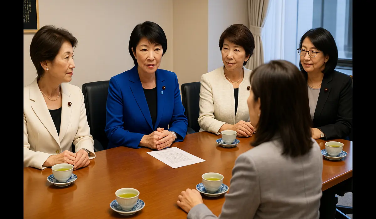 Japan women in politics Sanae Takaichi leadership meeting with women representatives.