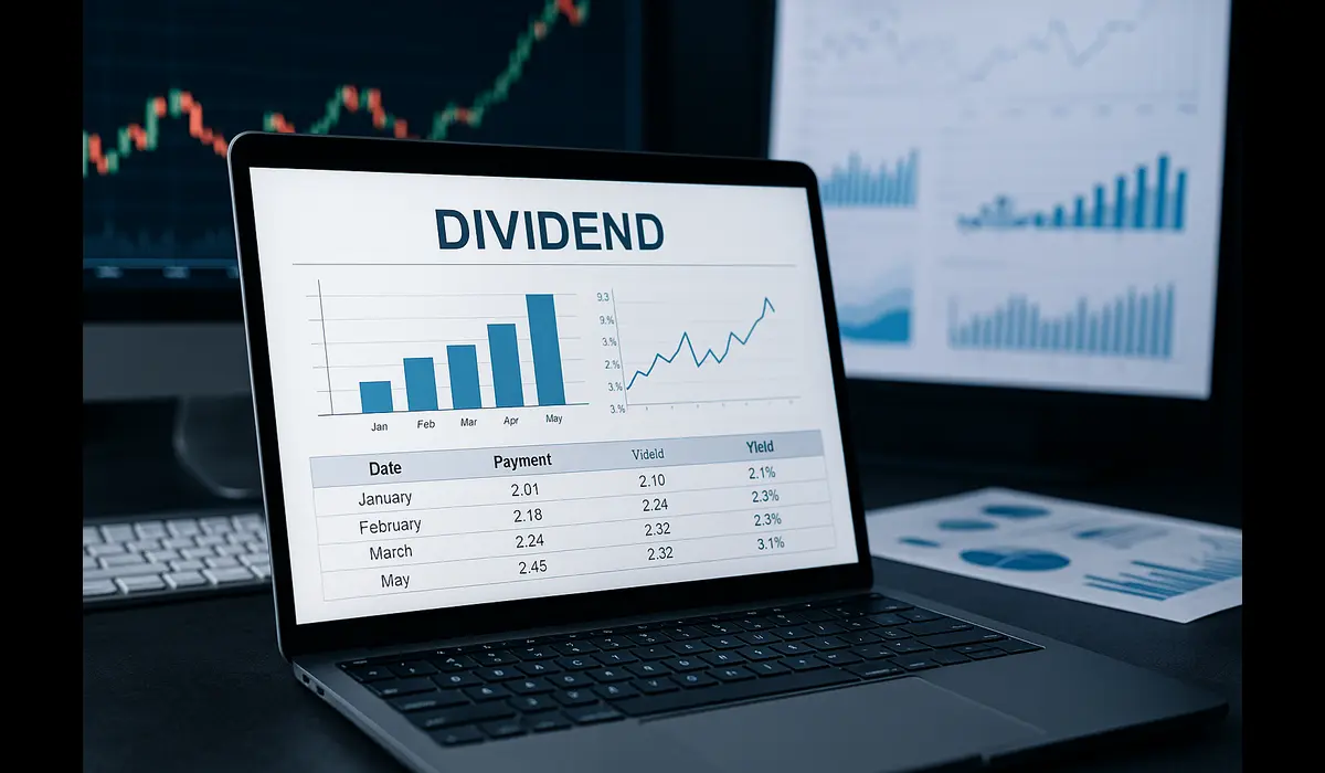 Tata Investment dividend report and stock chart.