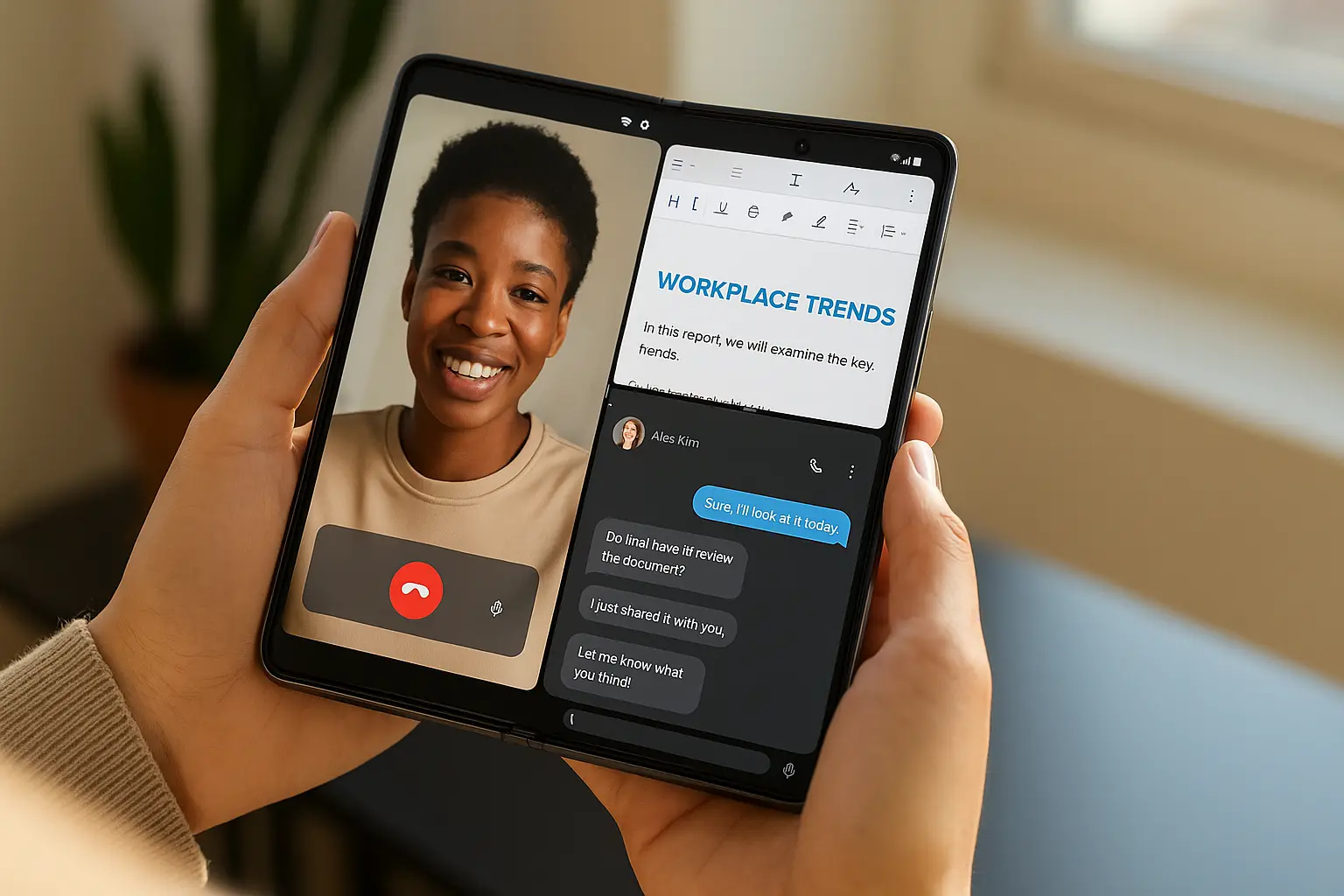 TriFold multitasking display experience
