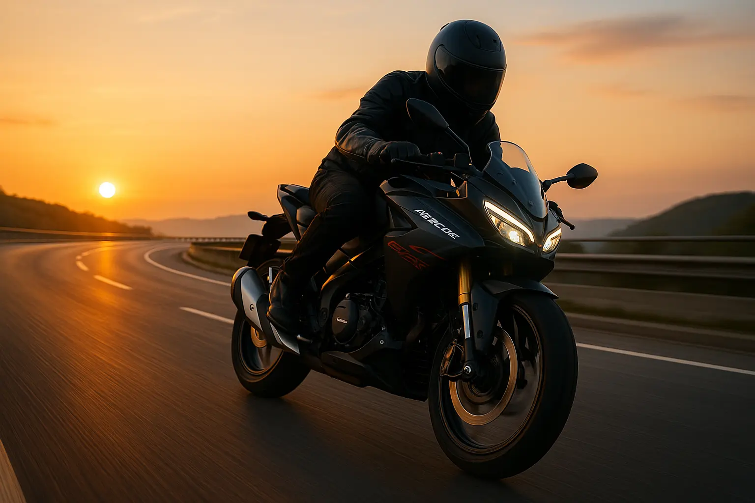 tvs apache rtx 300 ride action photo.