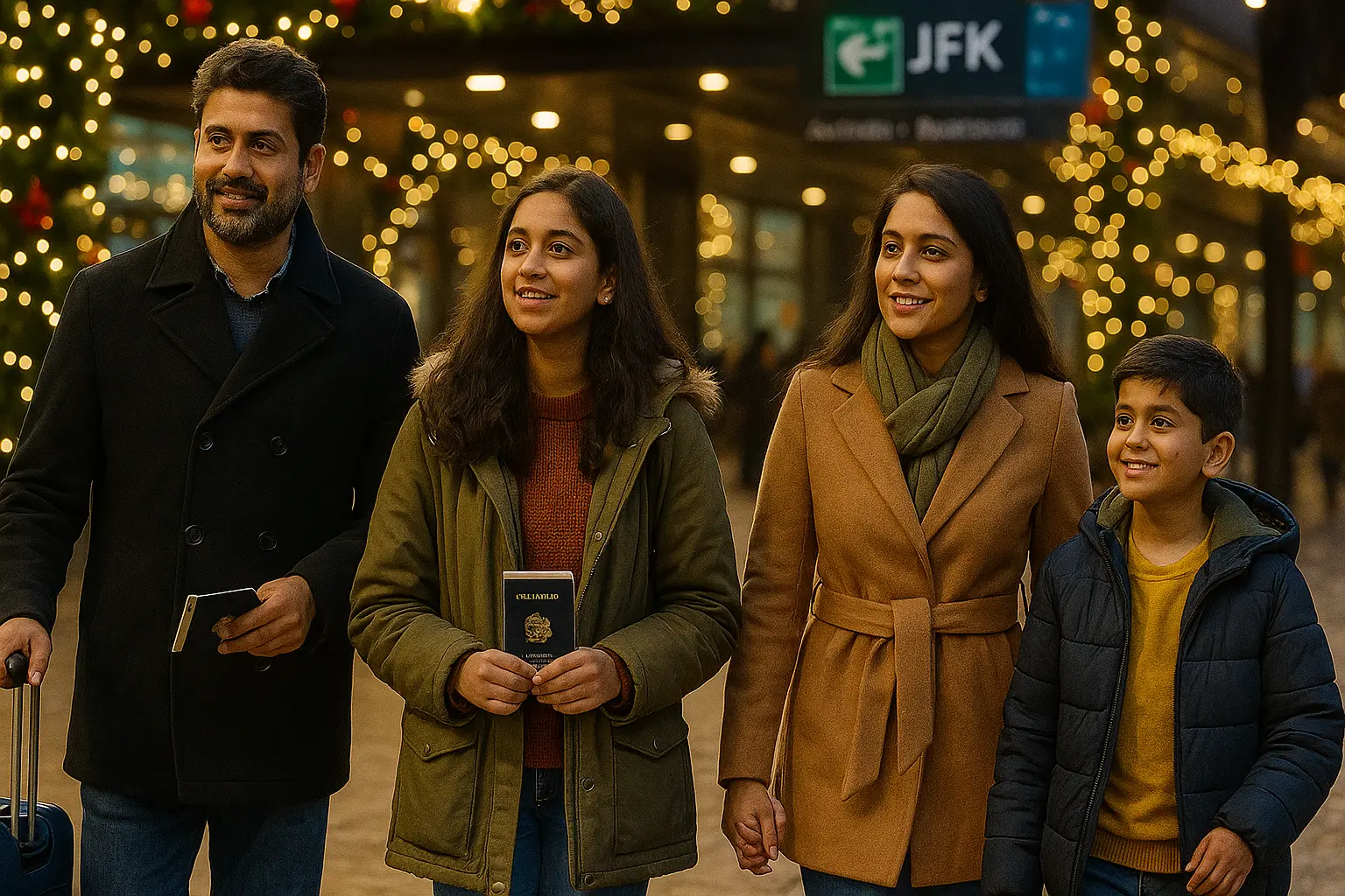 Indian travelers enjoying USA Christmas markets on budget December trip.