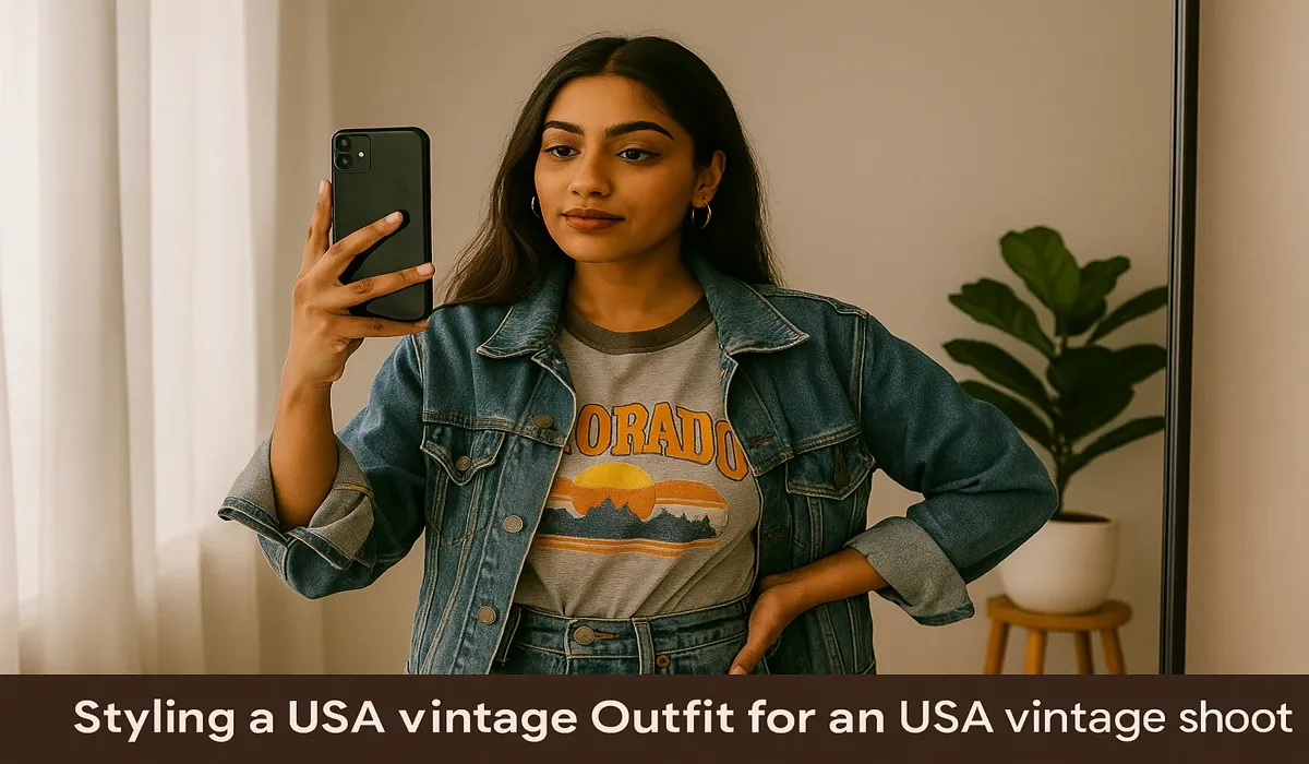 Indian thrift store displaying USA vintage fashion collection in Delhi.