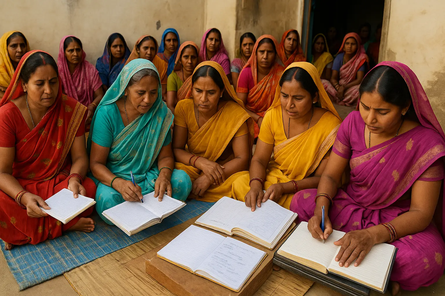 Women’s self-help group showcasing India’s Microfinance Movement.