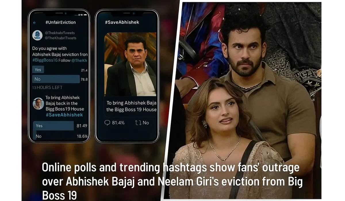 Abhishek Bajaj and Neelam Giri during Bigg Boss 19 eviction announcement episode.