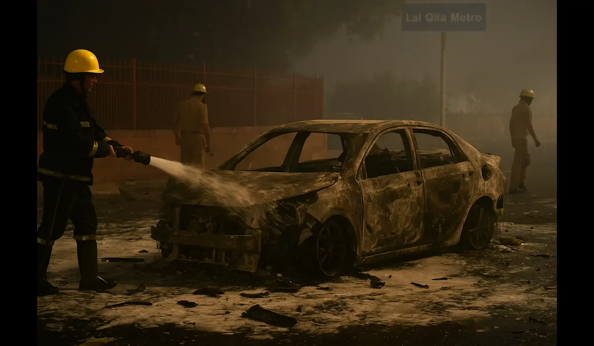 explosion near Red Fort metro station debris