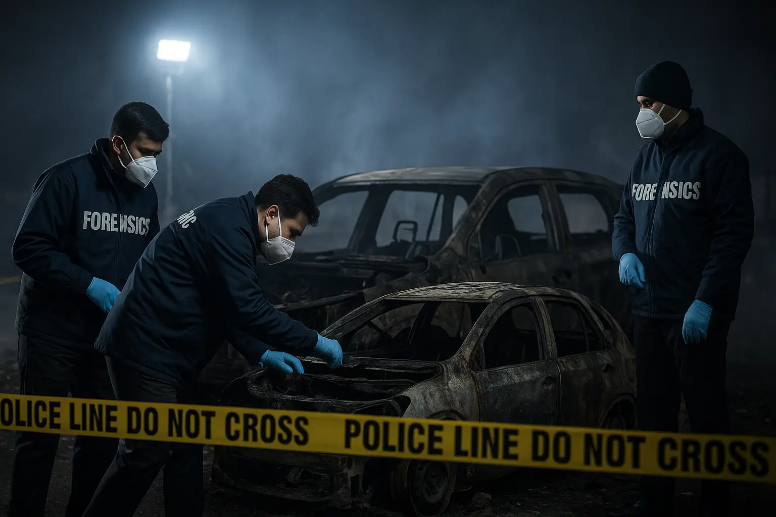 Forensic team investigates Delhi blast site